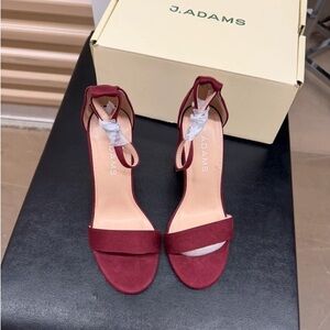Women's Burgundy Ankle-Strap Heeled Sandals